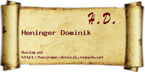 Heninger Dominik névjegykártya